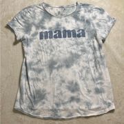 Isabel Maternity Blue/White Tye Dye Mama Tee Shirt Raw Hem Sz S XC