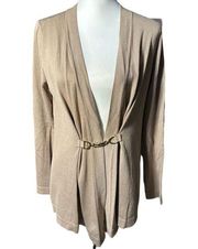 Joan Vass Tan Cardigan with Gold Latch Sz M