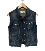 Rag and Bone Burney Dark Main Street Wash Distressed Jean Denim Vest Size XS