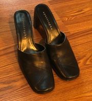 APOSTROPHE Black Leather Mules Size 9