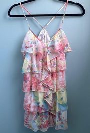 Candies Pastel Splash Tiered Spaghetti Strap Tiered Tank Size Medium