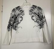 ZARA  White Knit Graphic design long sleeve top size Small