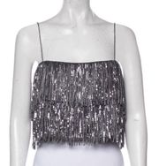 Square Neck Tank Crop Top Silver Sparkle