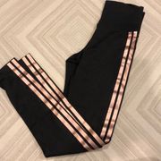 Beach Riot Black Leggings Rose Gold Side Stripes