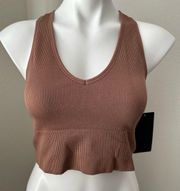 90 Degrees Women’s Seamless V-Neck Crop Ribbed Tank Top Size L