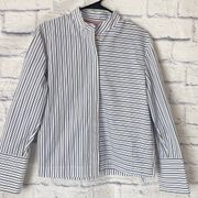 Diane von Furstenberg blue striped button down shirt size 2