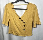 June‎ & Hudson V-Neck Button Bell Sleeves Top Size M