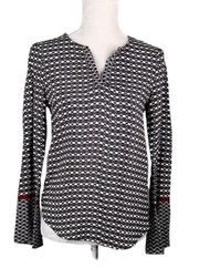 Michael Stars Blouse Top Small Gray Red Geometric Print Bell Sleeves `