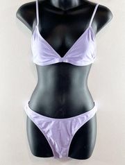 Boutique Two Piece Triangle Bikini Swimsuit Bathing Suit Lilac Purple Medium