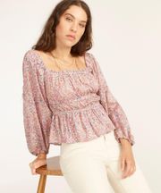 J. Crew Pink Floral Peplum Blouse