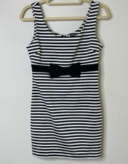 Forever 21 Black/White Striped Bow Dress Large