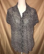 East 5th button up blouse Large B&W