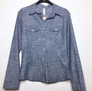 Francesca’s Love Notes Denim Chambray Top Size Small