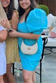 Turquoise Puff Sleeve Dress