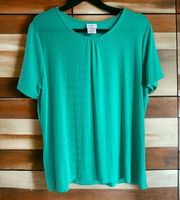 Jaclyn Smith Womens Top Sz XL Mint Green Slinky Shells Short Sleeve NEW