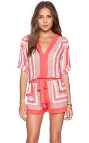 NWT BCBGMaxAzaria Soren V-Neck Romper in Poinsettia Combo Size XS