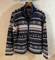 Heirloom Collectibles Blue Knit Sweater Size Large Zip Long Sleeve Ugly Christma