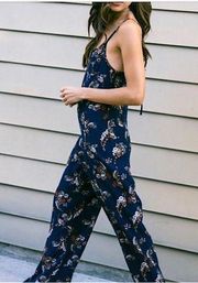 Sadie & Sage Navy Blue Floral Straight Leg Jumper size Large