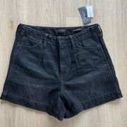 NWT Banana Republic Premium Denim Black High Rise Short Size 28 Pleated