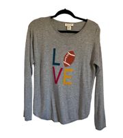 Love Football Graphic Print Sweater Cashmere Blend Medium