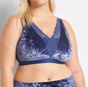 Velvet Bralette with Lace Twilight Blue Size 18/20