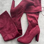 Windsor Store Burgundy Over The Knee Boots