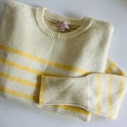 Anthropologie x Philosophy Yellow Striped Soft Crewneck Sweater