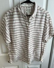 Rachel Zoe linen button down short sleeve top size large