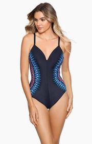 Miraclesuit Nepali Temptation Black Printed One Piece Swimsuit Size 12