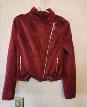 Romeo & Juliet Couture Cranberry Red Moto Style Jacket Size M