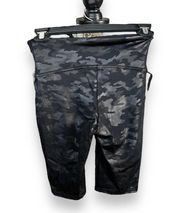 Spanx Faux Leather Bike Shorts Black Camouflage Camo Compression High Rise Small