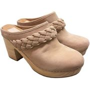DOLCE VITA Women's Hila Clog Cream Dune Nubuck Size 9 wooden Platform Heel