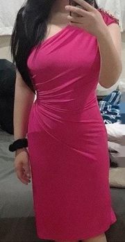 Nwt Bodycon Fushia Dress  4 small shoulder chain