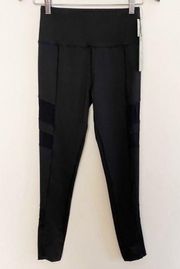 Sam Edelman Black High Rise with Mesh Side Panel Leggings Size XS NEW Athletic