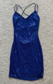 Charolette Russe Sparkle Blue Homecoming Dress