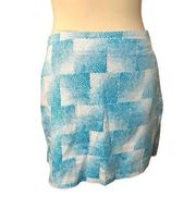 Lady Hagen Women's Size 4 Golf Skirt Skort Turquoise Blue Dot Square Cotton EUC