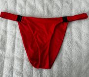 Red Bikini Bottom With Black Hardware