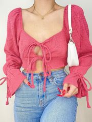 NWT  Pink Tie Front Blouse