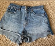 Abercrombie Women's Curve Love High Rise Mom Denim Jean Shorts Dark Ripped  29/8