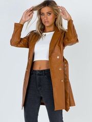 Princess Polly Tan Faux Leather Jacket Coat