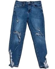 We The Free People Distressed Skinny Ankle Crop High Rise Jeans Size 30 Blue