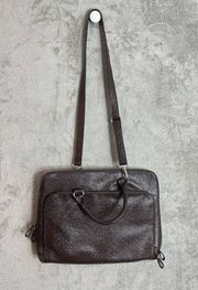 Bueno Brown Faux Ostrich Leather Padded Laptop Briefcase Tote Bag