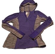 Mondetta Performance Gear Women's Purple Gray 1/4 Zip Hooded Sweatshirt Medium