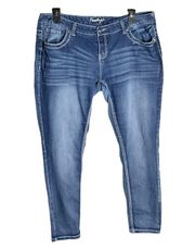 Embellished Bling Pocket Faded Blue Jeans Women 18