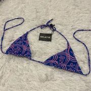 Skatie Swim Hermosa Triangle Bikini Top in Purple Pink Small NWT