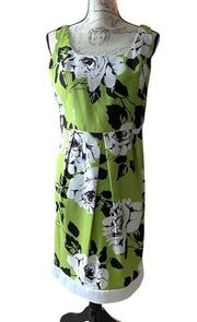 Emma & Michele Women’s Green White Black Floral Sheath Tank Dress Women's Size 8