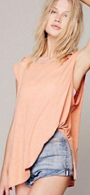 We The Free Summers End Linen Oversize Orange Tank size S