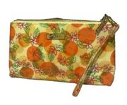 Lilly Pulitzer Wristlet Orange Zippered Cosmetics Bag Detachable Strap