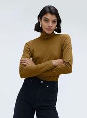 NWOT Everlane The Organic Cotton Turtleneck Top XS Mustard Long Sleeve Pullover