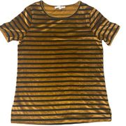 Joy Joy Black and Gold Striped Top